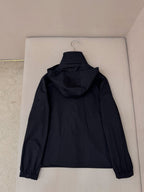 Schwarz Nylon Uni Kapuze - Herren