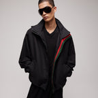 Schwarz Nylon Uni Kapuze - Herren