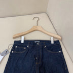 Blue Denim Monogram Hem Straight - Women's