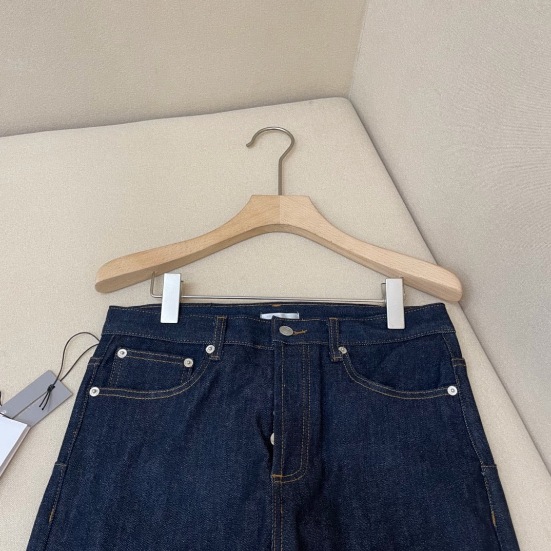 Blue Denim Monogramm Saum Straight - Damen