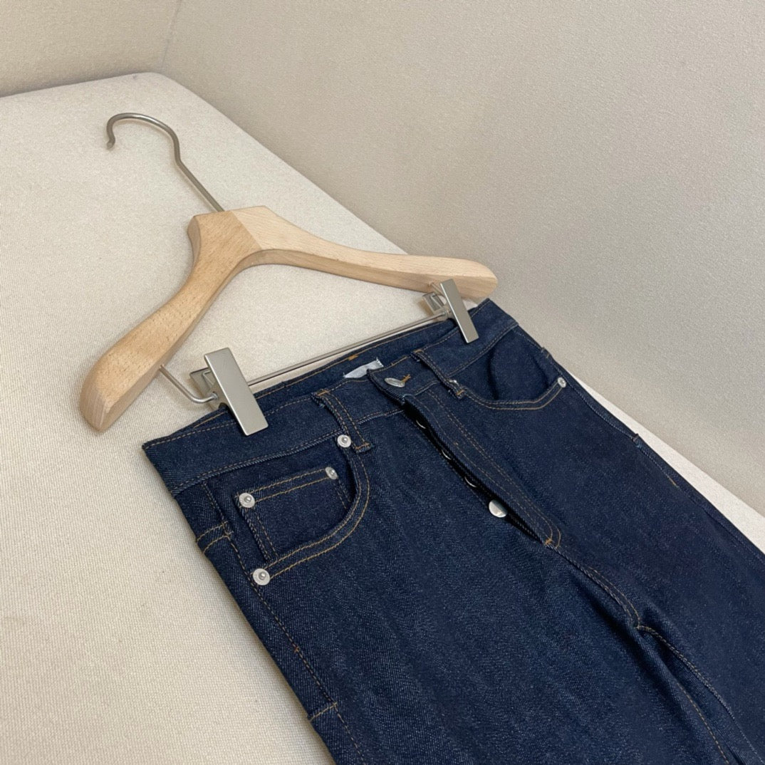 Blue Denim Monogramm Saum Straight - Damen