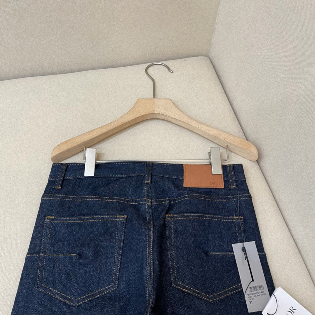 Blue Denim Monogramm Saum Straight - Damen