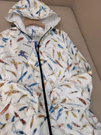 Bedruckter Kapuzenpullover aus weißem Nylon – Herren