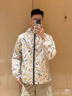 Bedruckter Kapuzenpullover aus weißem Nylon – Herren