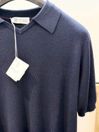 Marineblauer Strick mit Kontrastbesatz Kurzarm - Herren