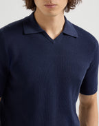 Marineblauer Strick mit Kontrastbesatz Kurzarm - Herren