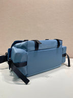 Light Blue Nylon Messenger Crossbody Bag