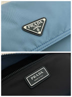 Light Blue Nylon Messenger Crossbody Bag