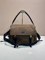 Light Blue Nylon Messenger Crossbody Bag
