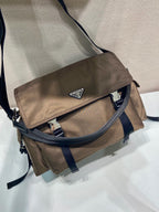 Light Blue Nylon Messenger Crossbody Bag