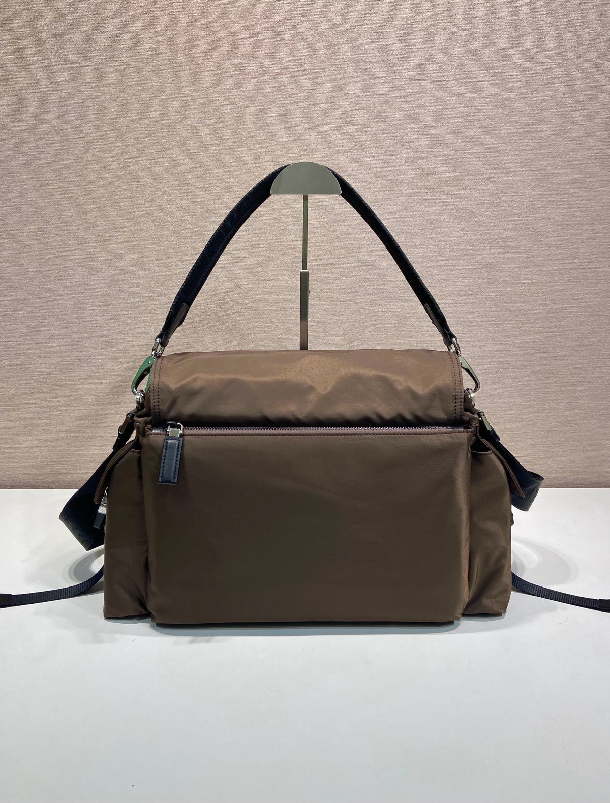 Light Blue Nylon Messenger Crossbody Bag