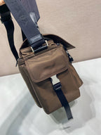 Light Blue Nylon Messenger Crossbody Bag