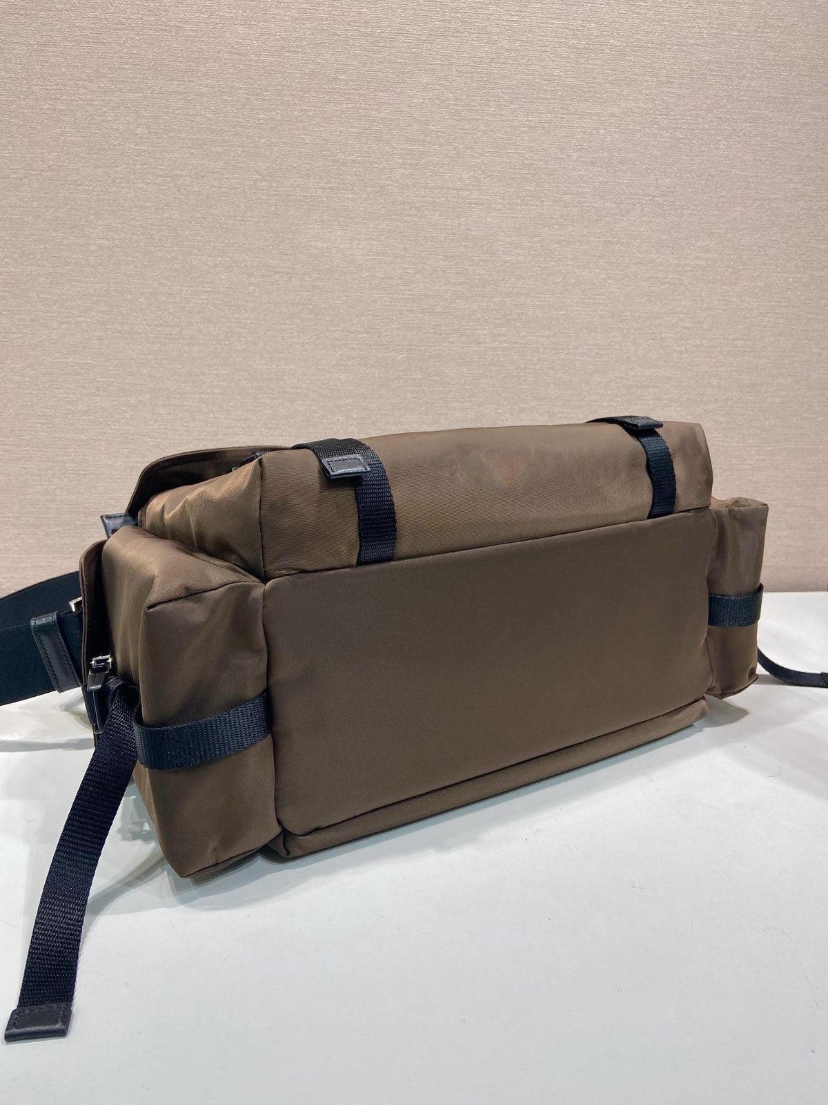 Light Blue Nylon Messenger Crossbody Bag