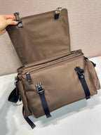 Light Blue Nylon Messenger Crossbody Bag