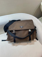 Light Blue Nylon Messenger Crossbody Bag