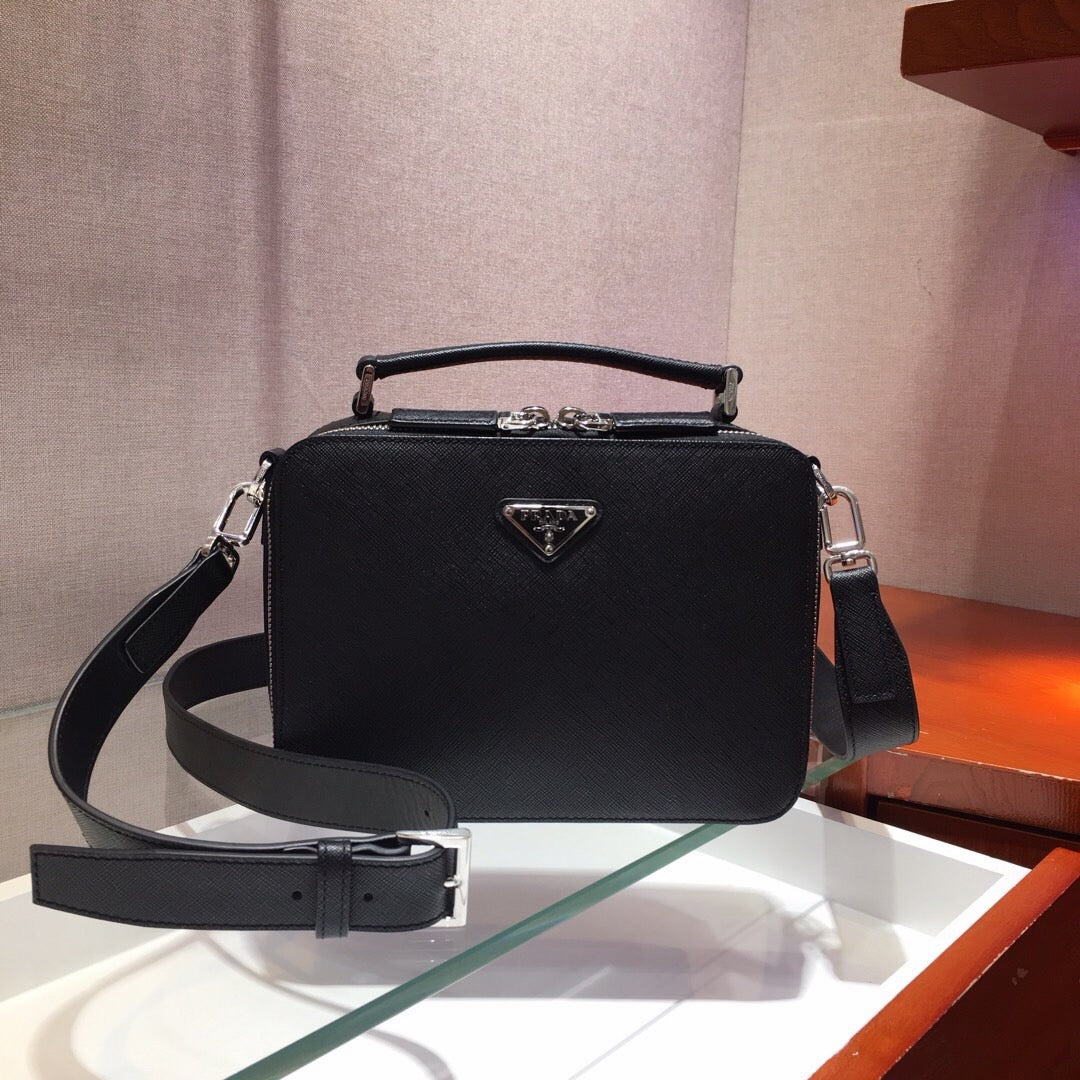 Leather Box Camera Crossbody Bag