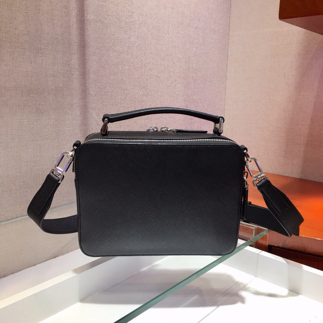 Leather Box Camera Crossbody Bag