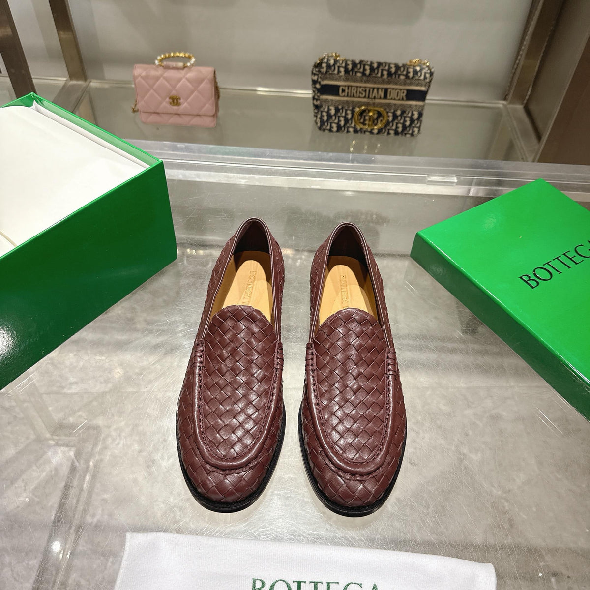 Schwarzer gewebter Intrecciato-Leder-Slipper – Herren