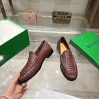 Schwarzer gewebter Intrecciato-Leder-Slipper – Herren