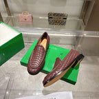 Schwarzer gewebter Intrecciato-Leder-Slipper – Herren
