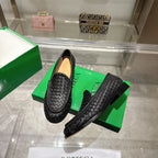 Schwarzer gewebter Intrecciato-Leder-Slipper – Herren