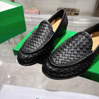 Schwarzer gewebter Intrecciato-Leder-Slipper – Herren
