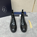 Black Patent Lug Sole Lace-Up Boot - Men's