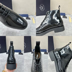 Black Patent Lug Sole Lace-Up Boot - Men's