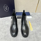 Black Leather Plain Chelsea Boot - Men's