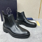 Black Leather Plain Chelsea Boot - Men's