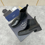Black Leather Plain Chelsea Boot - Men's