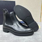 Black Leather Plain Chelsea Boot - Men's