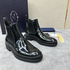Black Patent Lug Sole Chelsea Boot - Men's