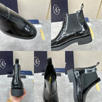 Black Patent Lug Sole Chelsea Boot - Men's