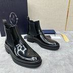 Black Patent Plain Chelsea Boot - Men's