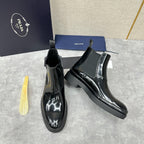 Black Patent Plain Chelsea Boot - Men's