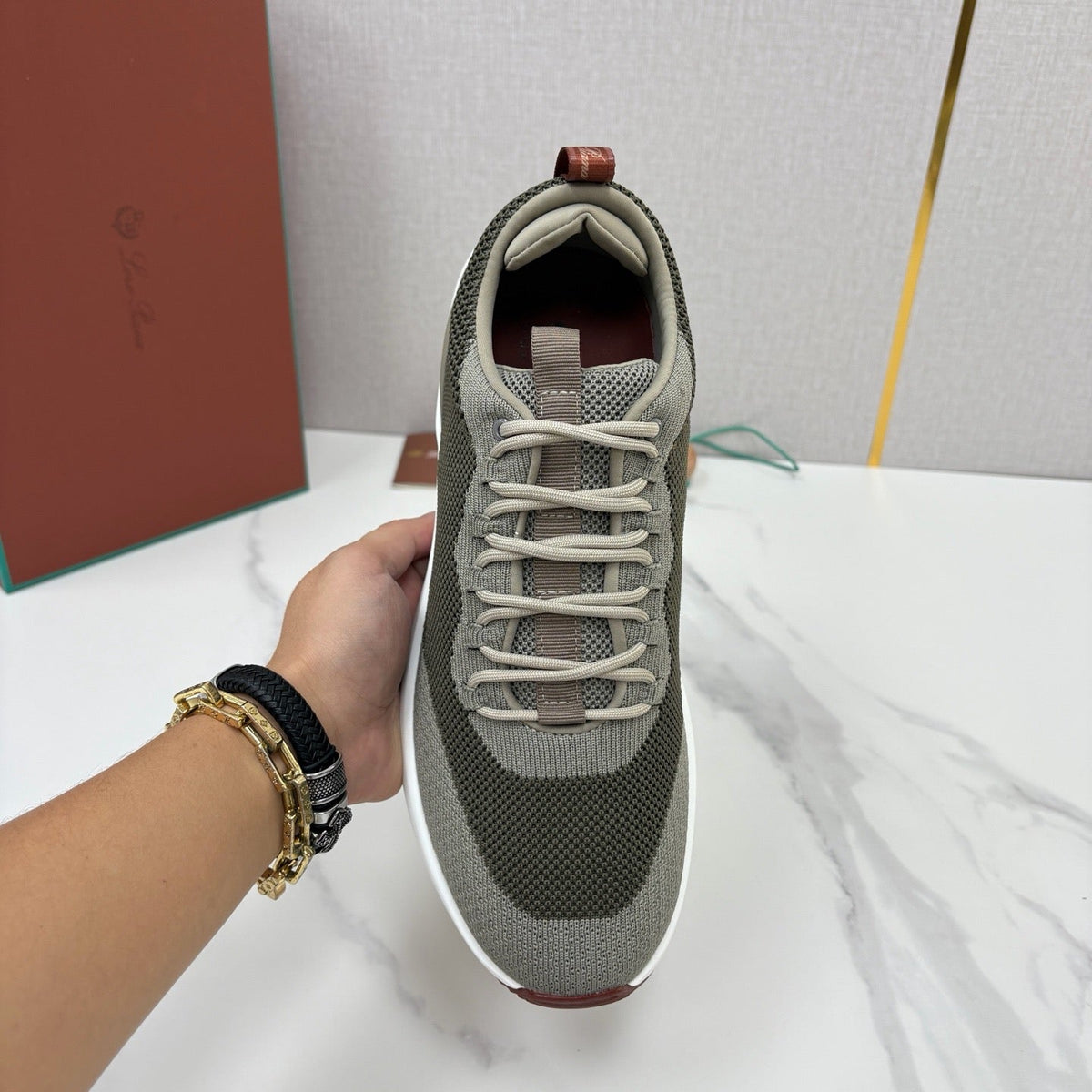 Grey Suede Colourblock Runner - Men's