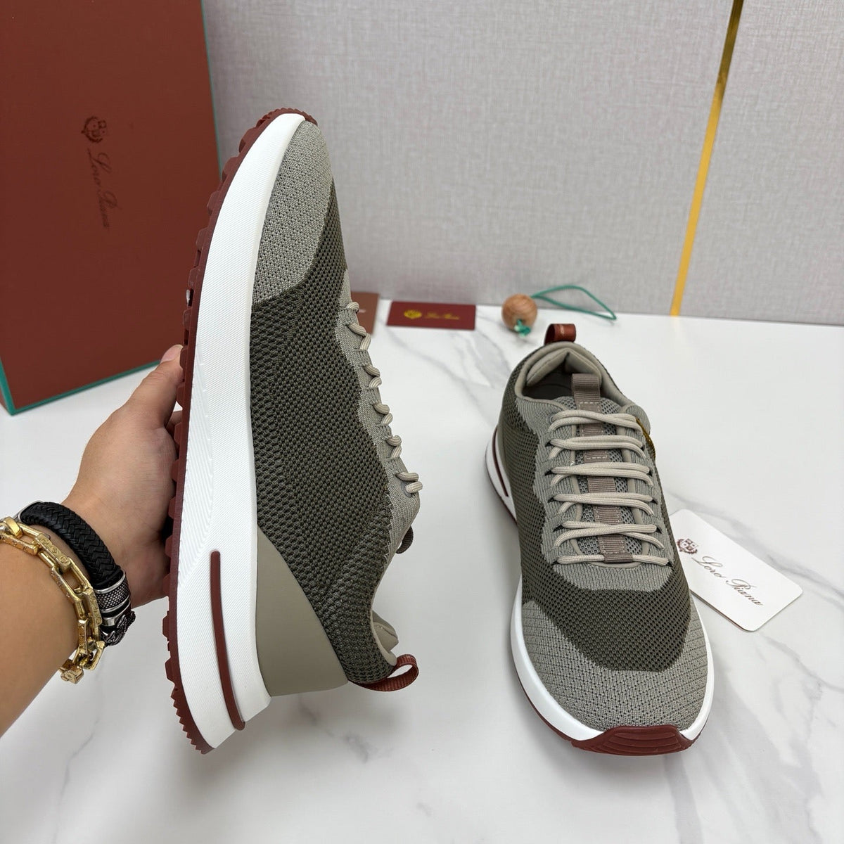 Grey Suede Colourblock Runner - Men's