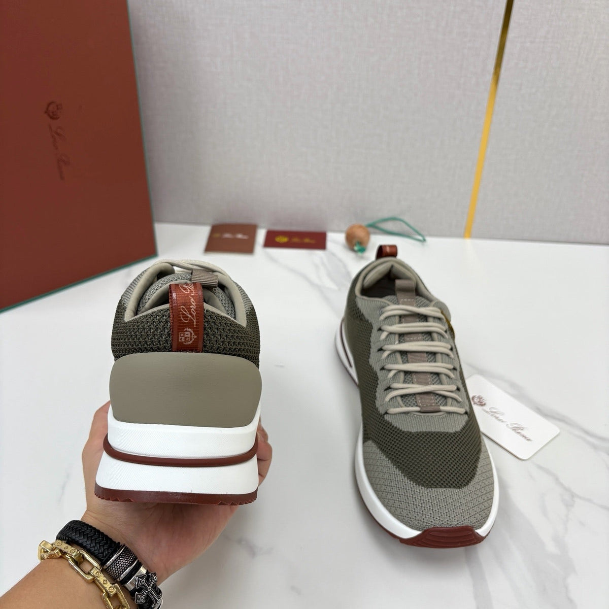 Grey Suede Colourblock Runner - Men's