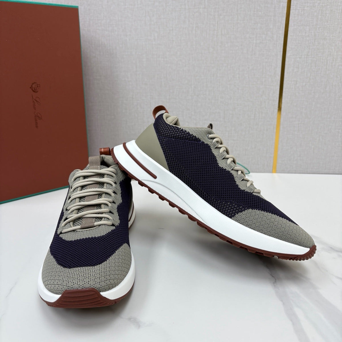 Grey Suede Colourblock Runner - Men's