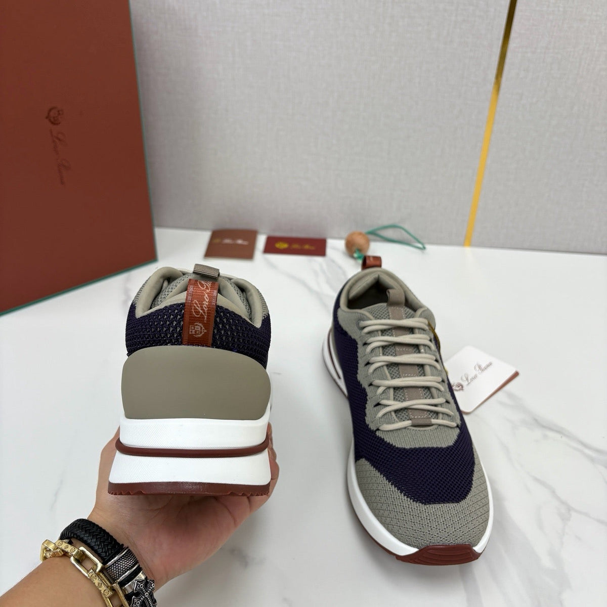 Grey Suede Colourblock Runner - Men's