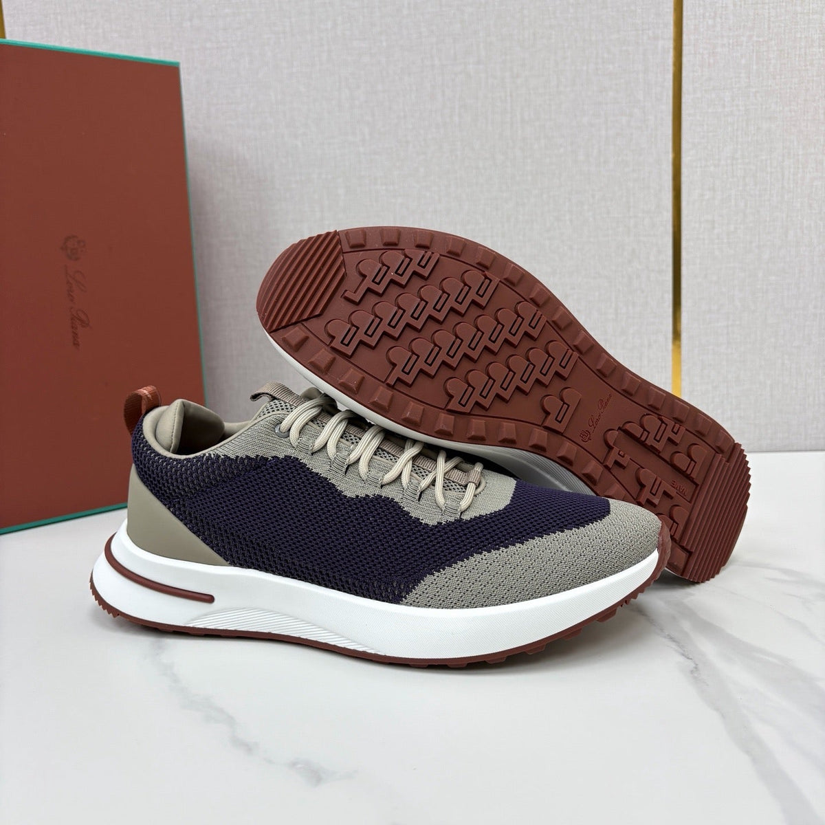 Grey Suede Colourblock Runner - Men's