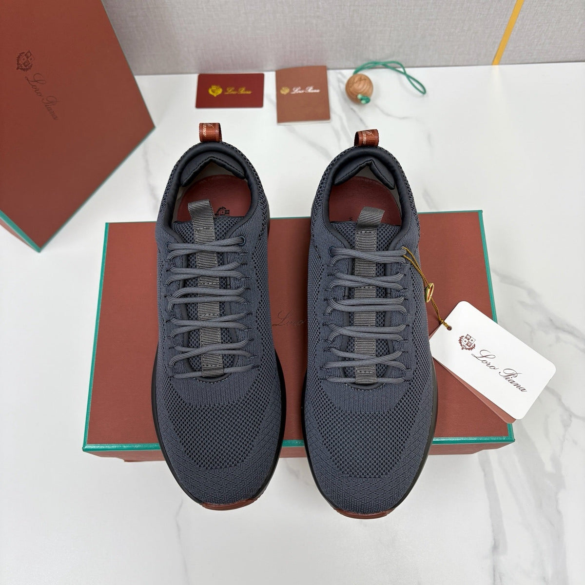 Braune gestrickte Slip-On Low-Top - Herren