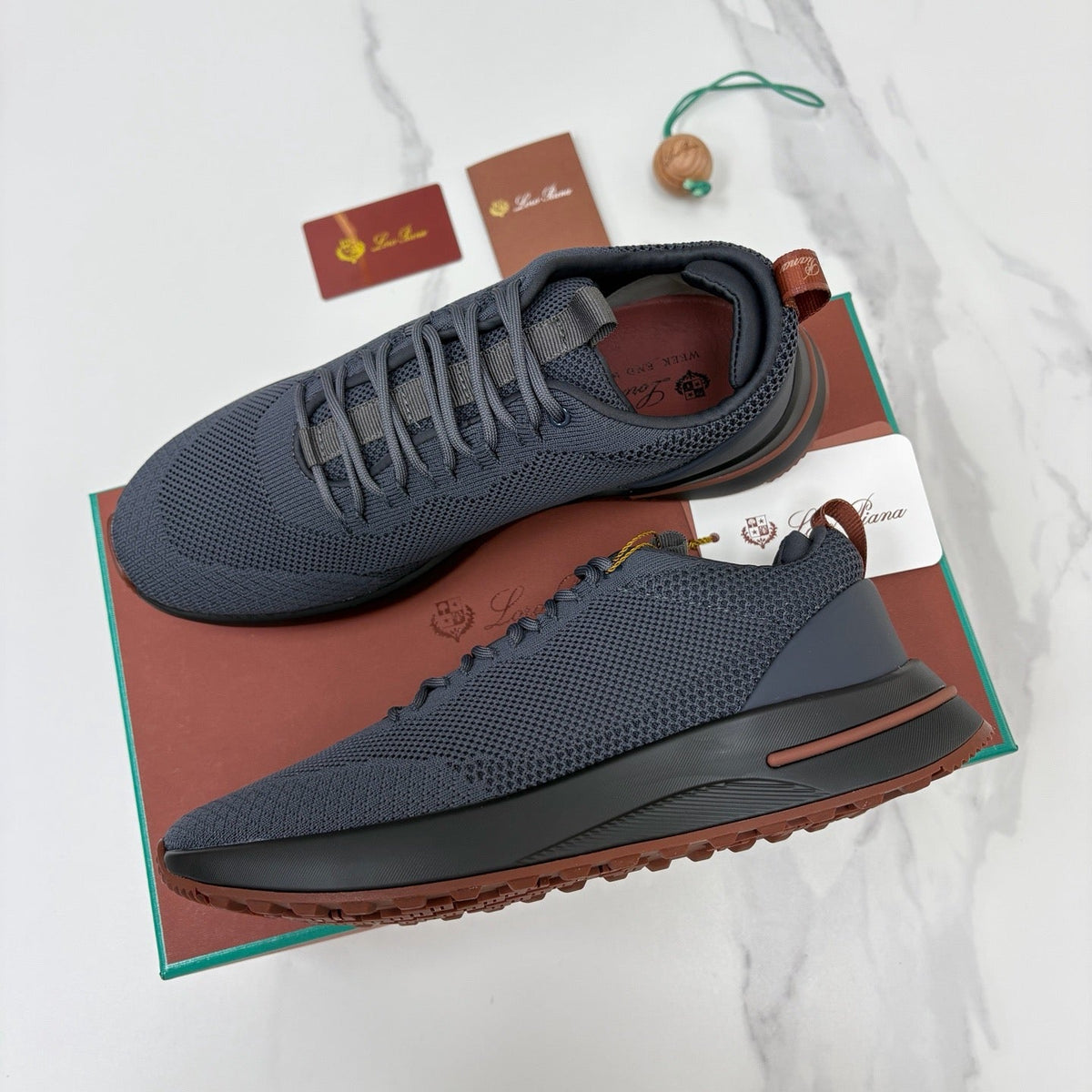 Braune gestrickte Slip-On Low-Top - Herren