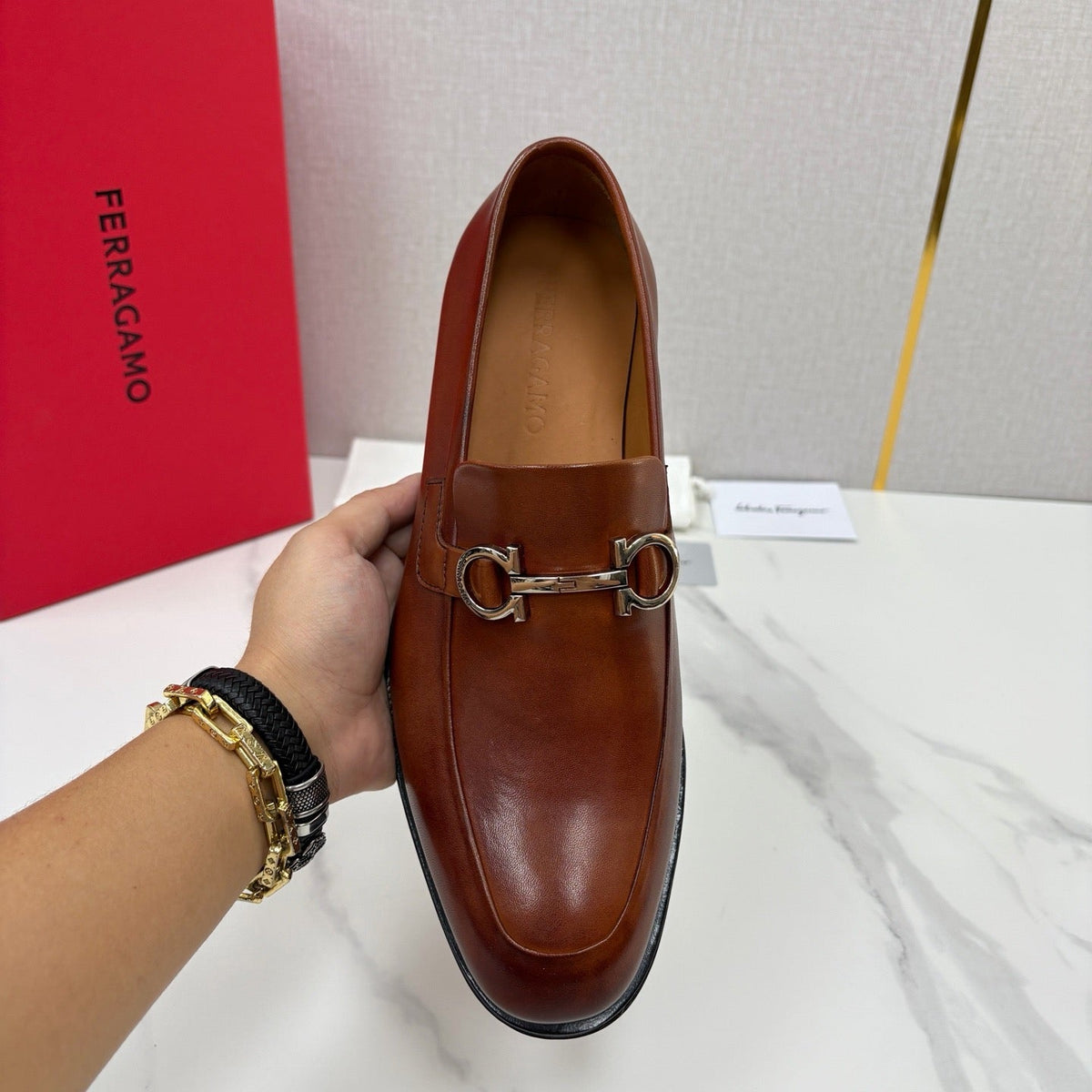 Brown Leather Horsebit Loafer - Men's