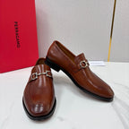 Brown Leather Horsebit Loafer - Men's
