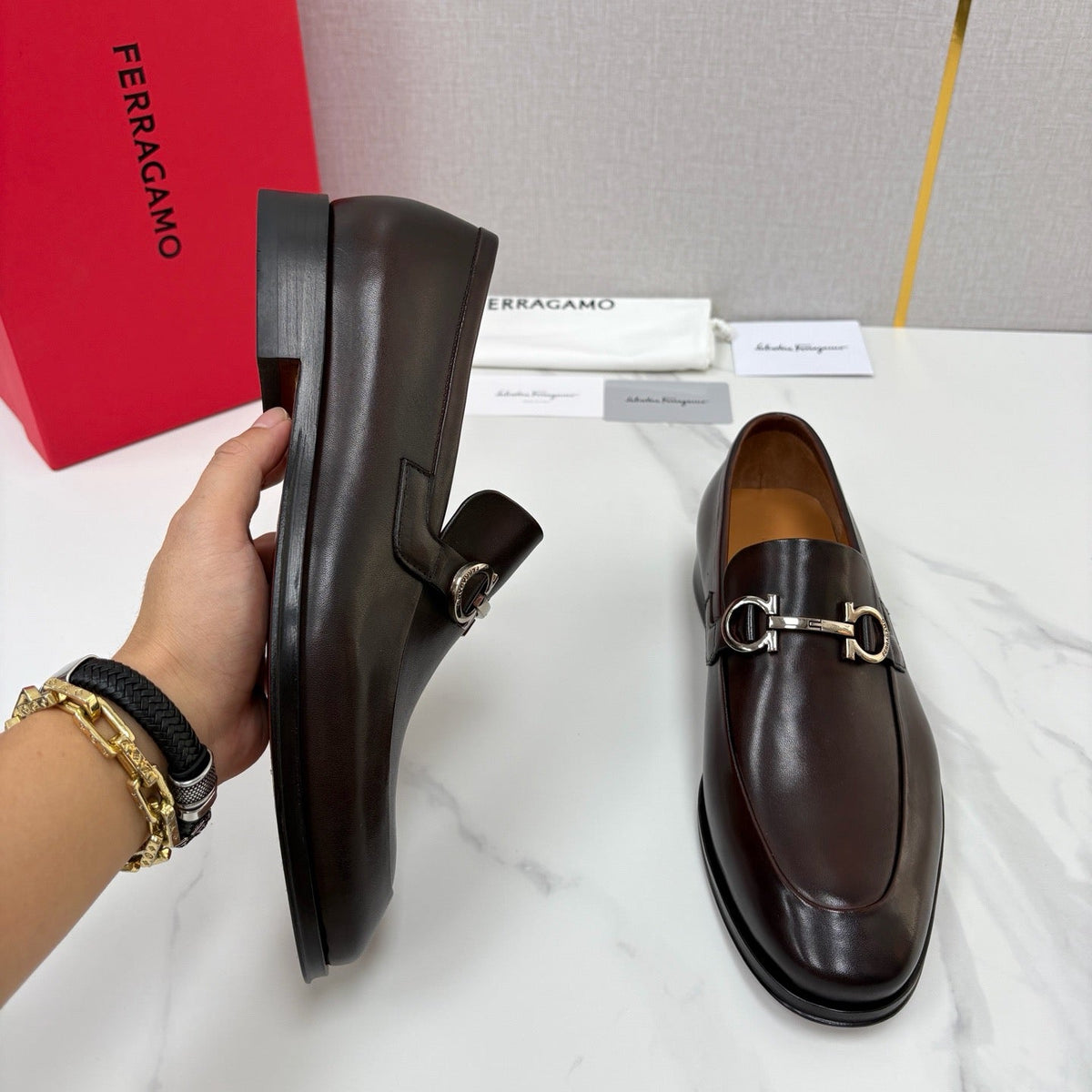 Brown Leather Horsebit Loafer - Men's