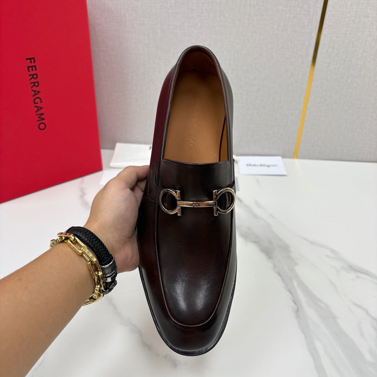 Brown Leather Horsebit Loafer - Men's