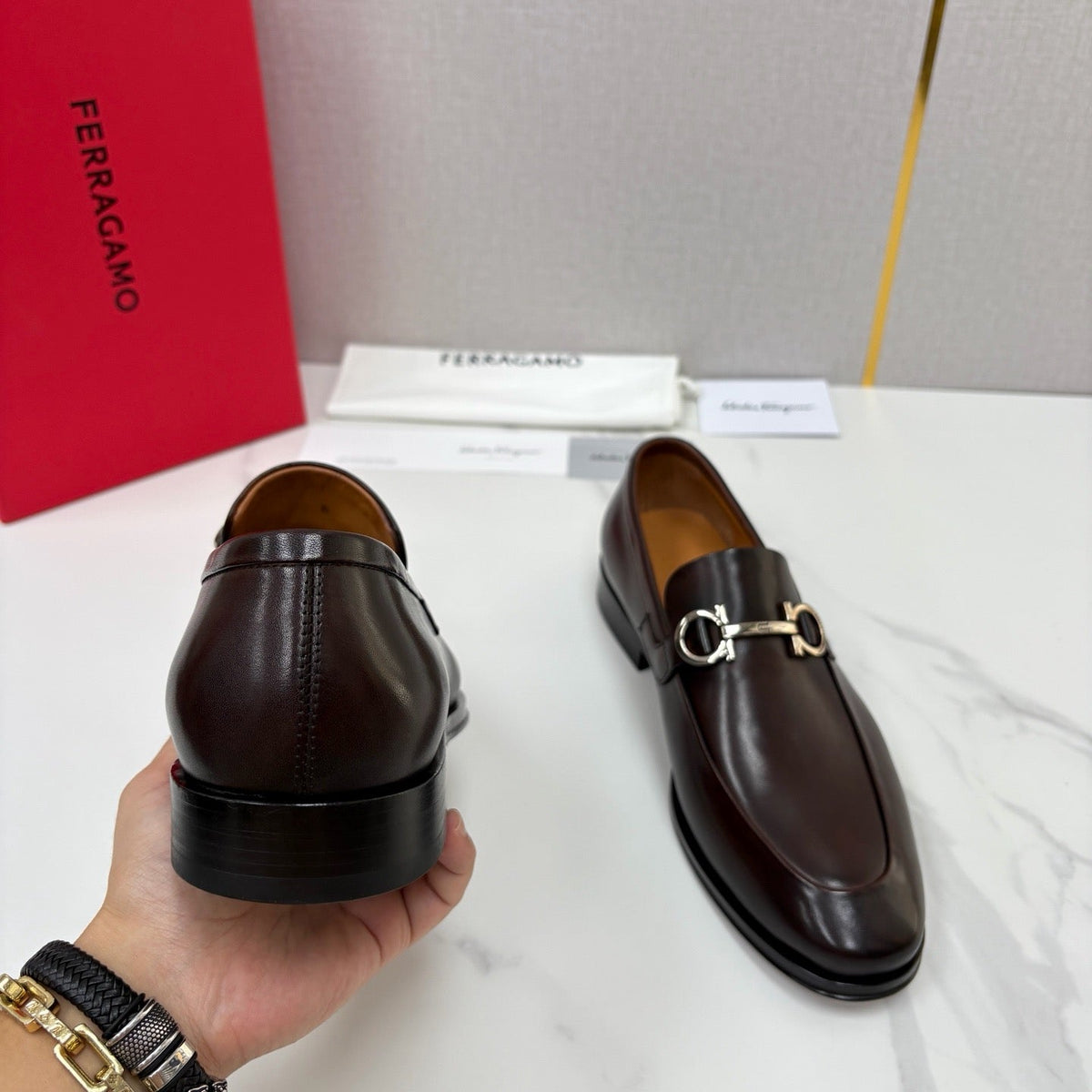 Brown Leather Horsebit Loafer - Men's