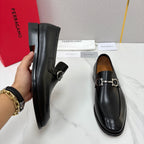 Black Leather Gancini Bit Loafer - Men's